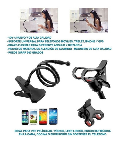 Imagen 5 de 5 de Soporte Brazo Flexible Celular Tablet Book Escritorio