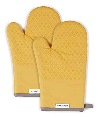 Juego De 2 Manoplas De Horno De Color Amarillo Resistente