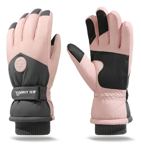 Comprar Guantes impermeables de felpa para mujer, guantes térmicos gruesos  a prueba de viento, guantes de esquí para Snowboard, cálidos para invierno