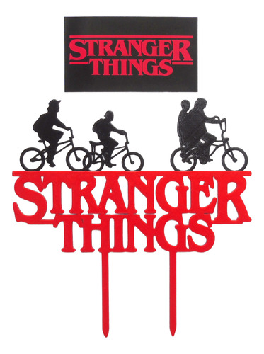 Stranger Things Topper Adorno Cumpleaños + Sticker De Regalo