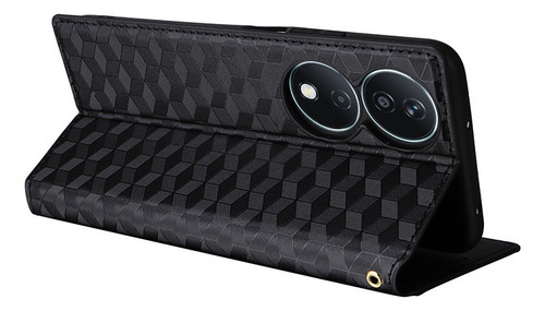 ~ For Honor X7b Cubic Patterned Pu Wallet Card Holder Case