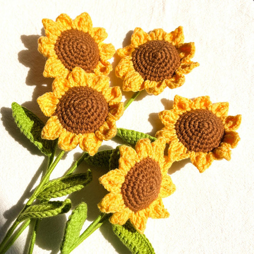 Flor Tejida A Mano Hojas Arreglo Floral Novia Regalo Para