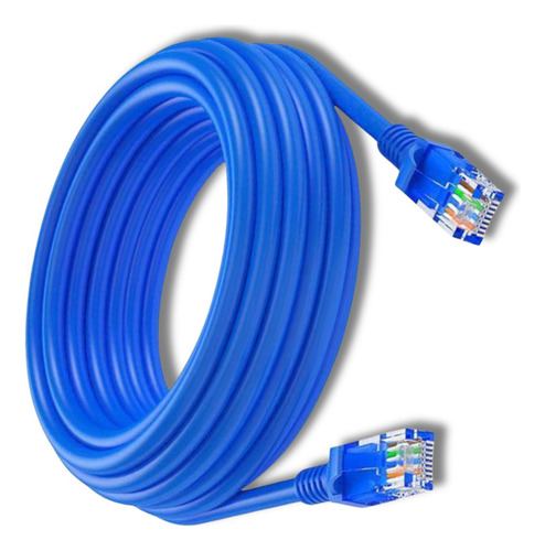 Cabo De Rede Ethernet 15m Cat6 Azul Lan Internet Crimpado