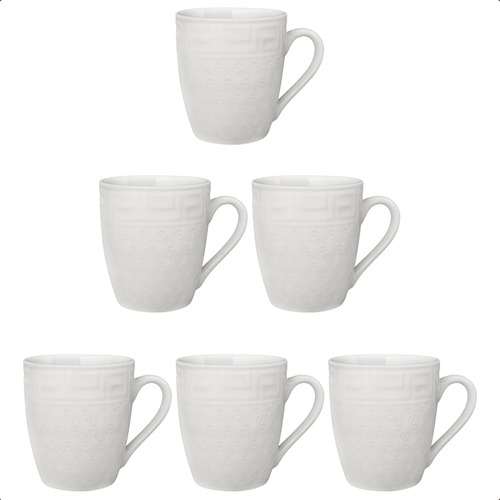 X12 Taza De Cerámica Blanca Para Café Té Color Blanco Flores, Borde Griego