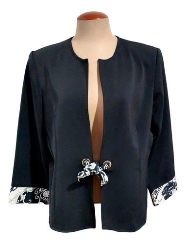 Blazer Feminino Luxo Preto Estilo Retrô Grife Jackpot Tam 44