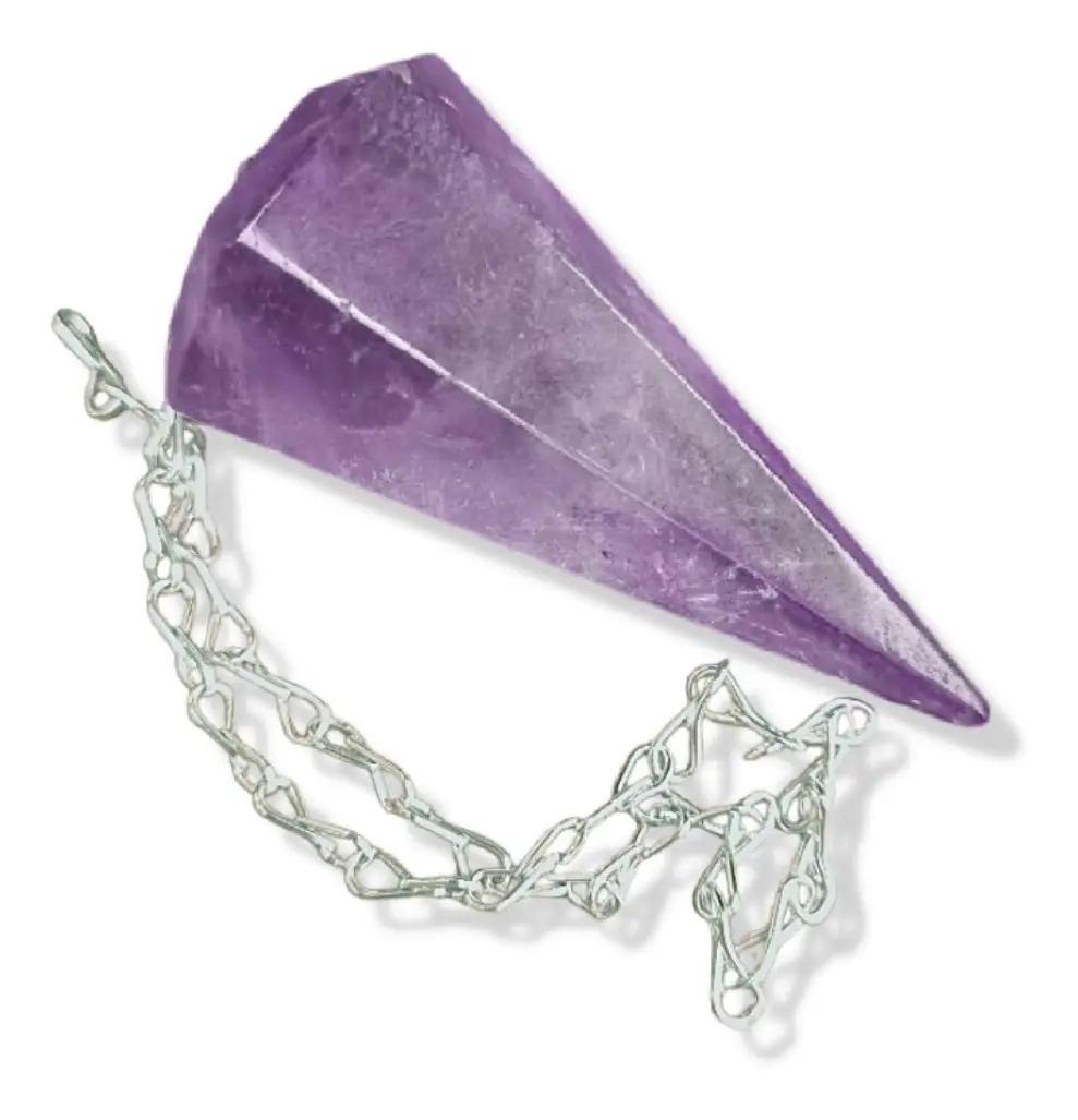 Pêndulo Pedra Ametista Natural Facetado Para Radiestesia Cor Violeta
