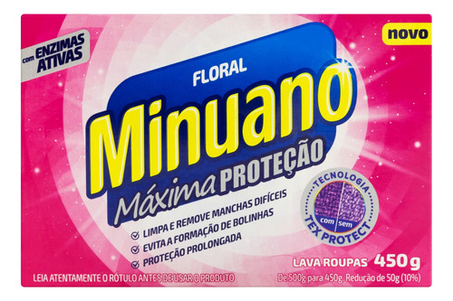 Lava-Roupas Pó Floral Minuano Máxima Proteção Caixa 450g