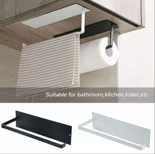 Imagen 5 de 9 de Soporte Porta Rollo Cocina Servilleta Gancho Estante Adhesiv