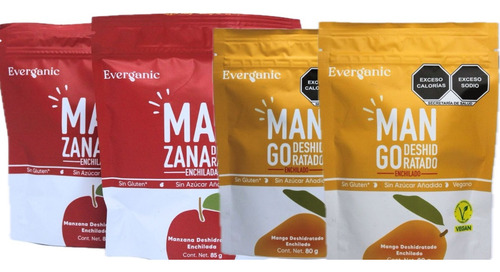 Mix Manzana Y Mango Deshidratado Enchilado Everganic (4 Pzs)