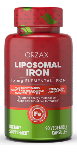 Orzax Suplemento De Hierro 25 Mg - Tecnologa Liposomal - Alt