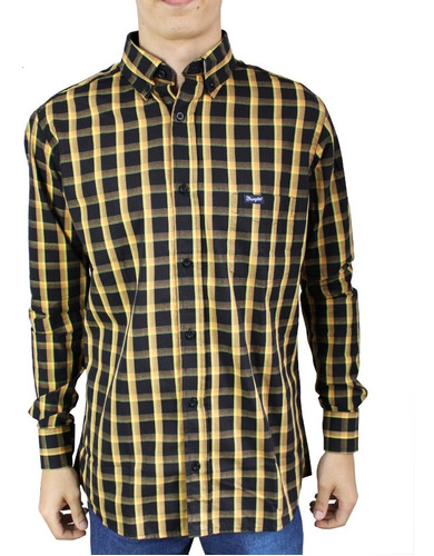 Camisa Country Wrangler Masculina Manga Longa Preta Wls114un