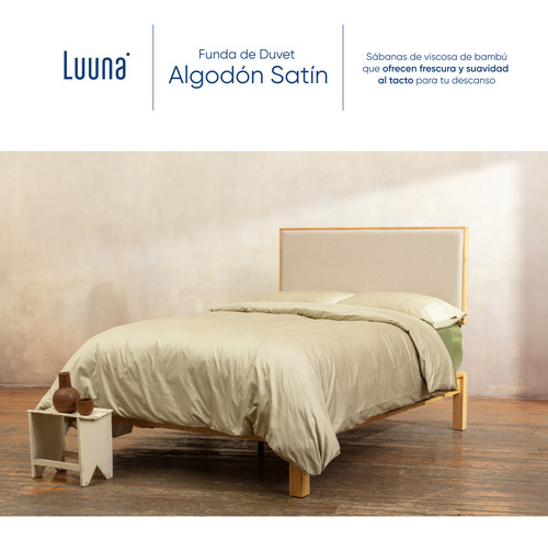 Funda De Duvet Algodón Satinado Luuna, Matriqueen Verde