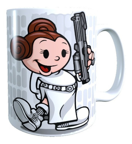 Taza - Tazón Diseño Princesa Leia Animada , Star Wars 320 Cc