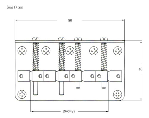 Puente Para Bajo Electrico De 4 Cuerdas Cromado