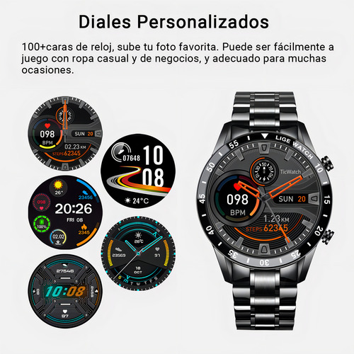 Lige Sport Bw0220a Pro Reloj Inteligente Para Hombre Bluetooth Impermeable Color Negro