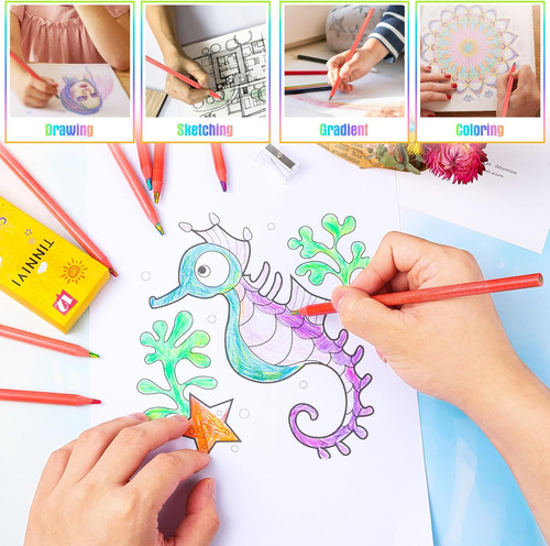 Tinnivi 12 Lápices Arcoíris De Colores Para Niños, 12 Piezas