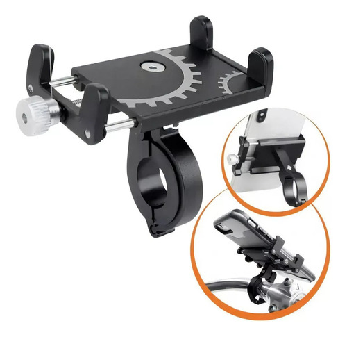 Suporte Para Celular Aluminio Moto Bicicleta Com Ajuste Cor Preto