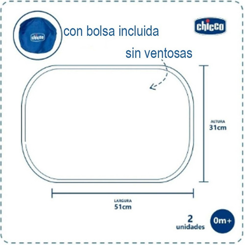 Imagen 3 de 6 de Parasol Chicco Para Auto Por Estatica + Bolsita De Viaje
