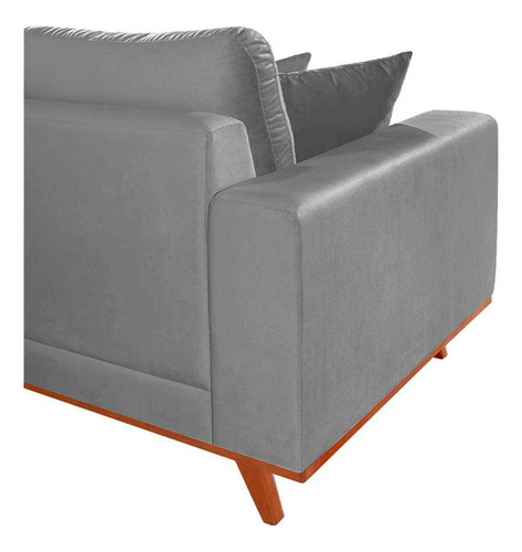Sofá 3 Lugares Lombok Com Chaise Direito Veludo Cinza
