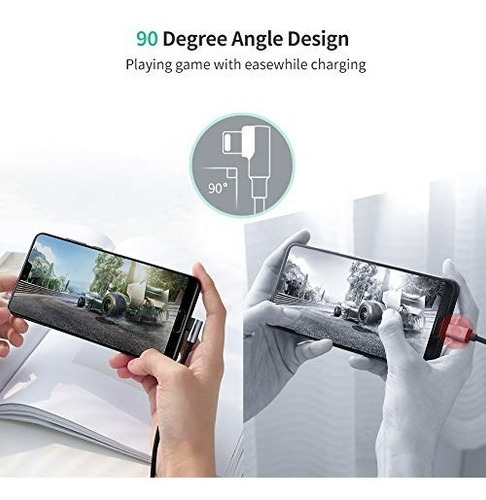 Imagen 2 de 8 de Ugreen Cable Usb Tipo C 90 Grados, Usb C Cable Codo Nylon 2m
