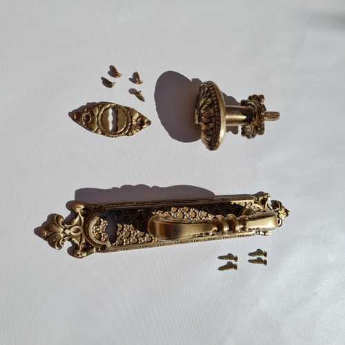 Imagen 7 de 10 de Manijon Y Manija Pomo En Bronce Macizo Picaporte Antiguo