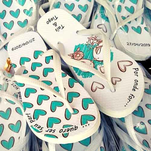Imagem 6 de 7 de Chinelo Personalizado Casamento Passarinhos Apaixonados Fofo