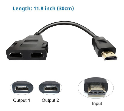 Imagen 5 de 6 de Splitter Hdmi 1 Macho 2 Hembra Cable Adaptador