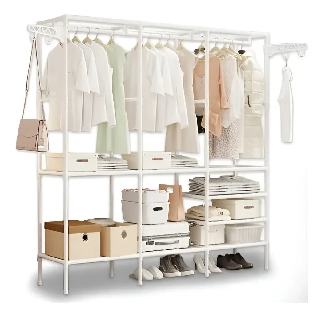 Cabideiro Arara Organizadora De Roupas Closet Armário Cor Branco