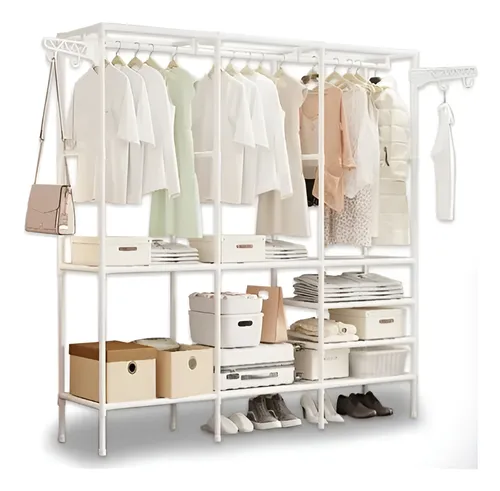 Cabideiro Arara  Organizadora De Roupas Closet Armário Cor Branco