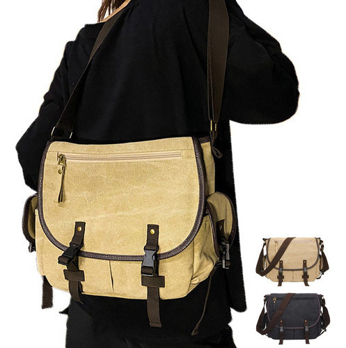 Bolso Hombre Lona Vintage Hombro Bandolera Viaje Casual