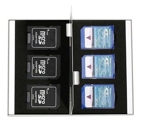 Porta Cartão De Memória Em Aluminio Para 6 Cartões Sd