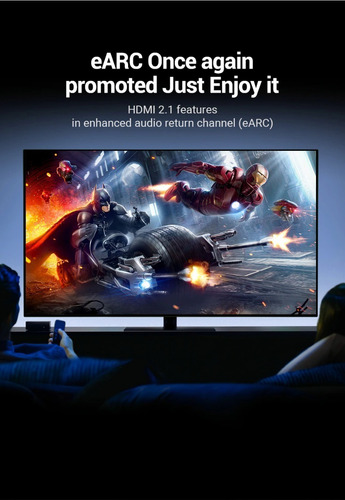 Cable Hdmi 2.1 4k 8k 1mt Certificado Hdr 48gbps Earc 10k Uhd