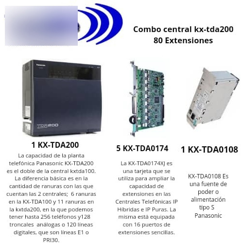 Gran Combo Central Telefonica Panasonic Kxtda200 80 Ext