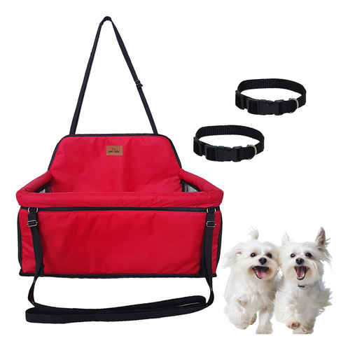 Cadeira Assento Carro Dupla Para 2 Pets Juntos 30kg Vermelho