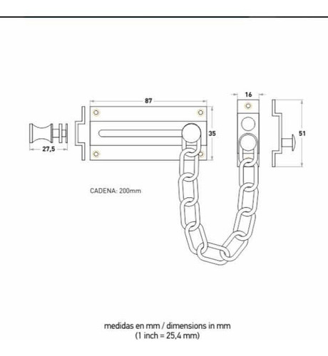 Imagen 2 de 4 de Pasador De Seguridad Bronce A Cadena