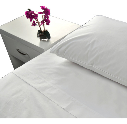 10pz. Sabana Plana Hotelera Queen 180 Hilos 235 X 280 Color Blanco Diseño De La Tela Liso