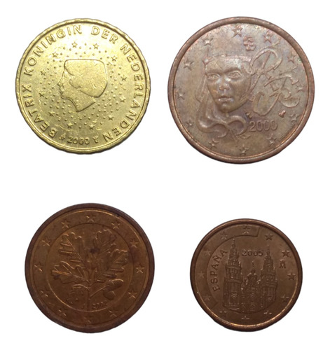  Monedas Euros De 10 A 1 Centavo Diferentes Paises 4 Piezas