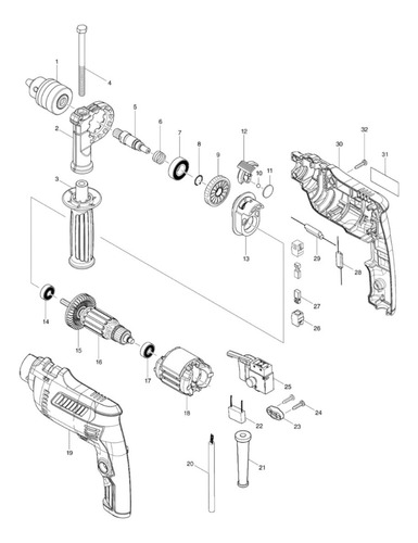 Maneral P/ Rotomartillo Makita M0801