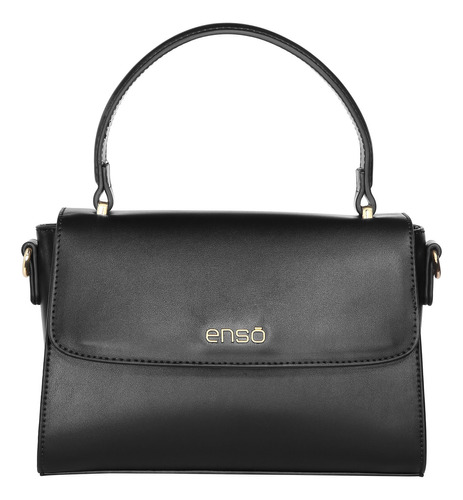 Bolsa Satchel Para Mujer Enso Eb501hbb Color Negro Diseño De La Tela Liso