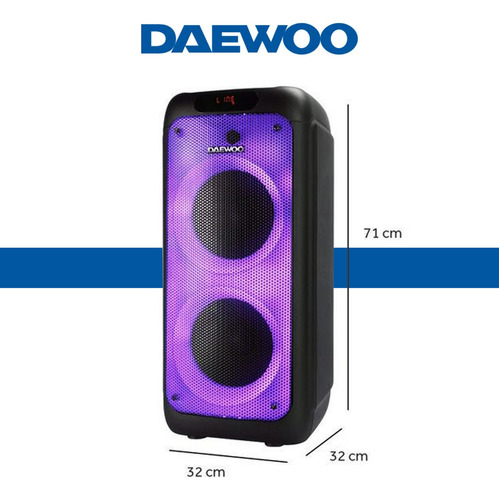 Bocina Recargable Daewoo Bt Usb/sd Mic Aux 80wrms Dw-2000