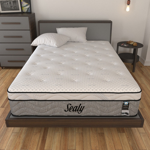Colchón Matrimonial Sealy Ortopédico Foam De Alta Densidad Color Café- Gris