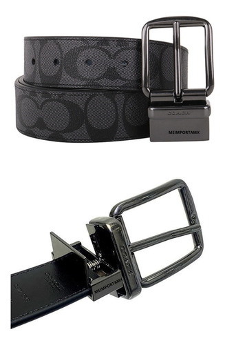 Cinturón + Tarjetero Coach Billetera Plegable De Lujo Hombre Gris + Negro Cinturon Para Traje, Cinturones Casuales, Cinturon Elegante, Cinturones Para Vestir, Hasta T 40