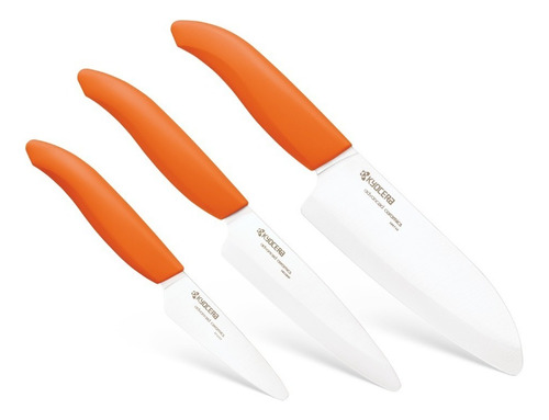 Cuchillos De Ceramica Kyocera Set X 3 - En Stock! Color Naranja