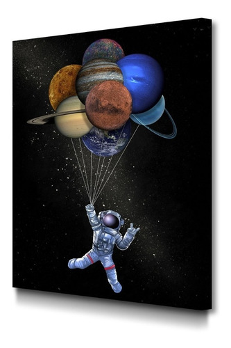 Cuadro Astronauta Planetas Moderno En Lienzo Foto Canvas