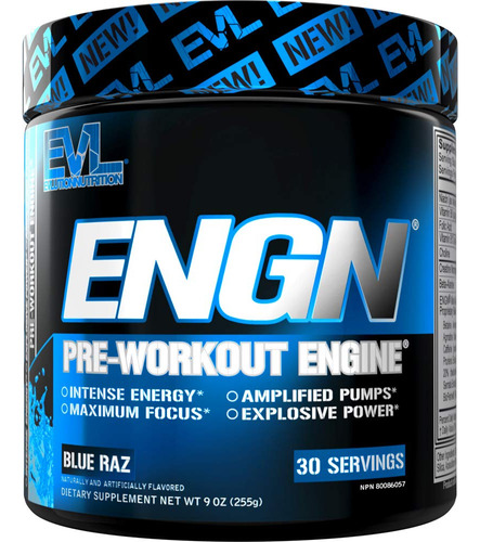 Evlution Nutrition Engn Polvo Preentrenamiento Intenso, Sin