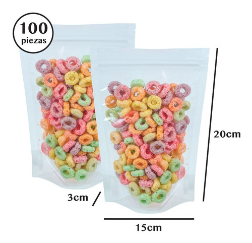 Imagen 4 de 6 de 100 Bolsa Stand Up Pouch Con Cierre Transparente De 140 Grs