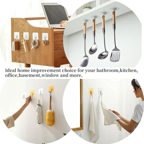 120pcs Ganchos Adhesivos Impermeable Multiuso De Baño Cocina Blanco