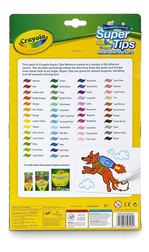 Imagen 3 de 3 de Crayola Supertips 50 Plumones Lavables Washable Niños