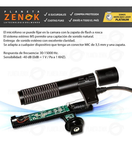 Imagen 3 de 8 de Microfono Shotgun Video Camara Celular Gopro Estereo Dslr