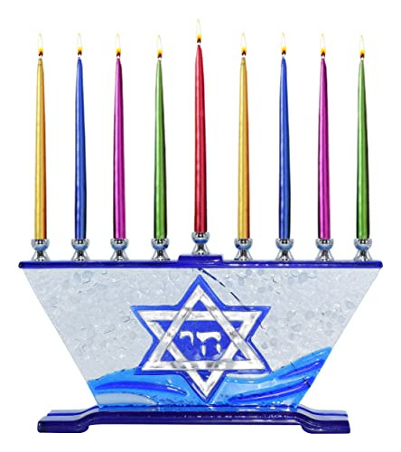 Ner Mitzvah Menorá De Cristal Para Hanukkah  Menorá Tra